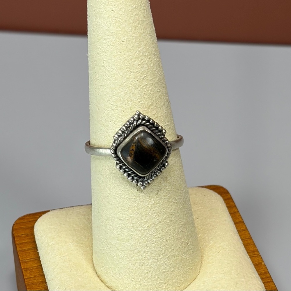 925 Sterling Silver Black Jack Turquoise Ring